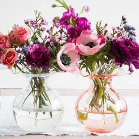 Vietri Hibiscus Clear Glass Bud Vase in a room