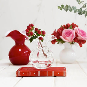 Vietri Hibiscus Clear Glass Bud Vase in a room