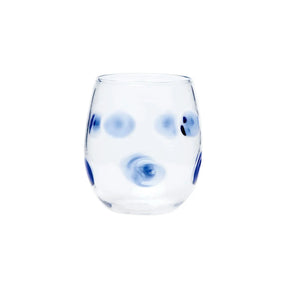 Vietri Drop Stemless Wine Glass in blue