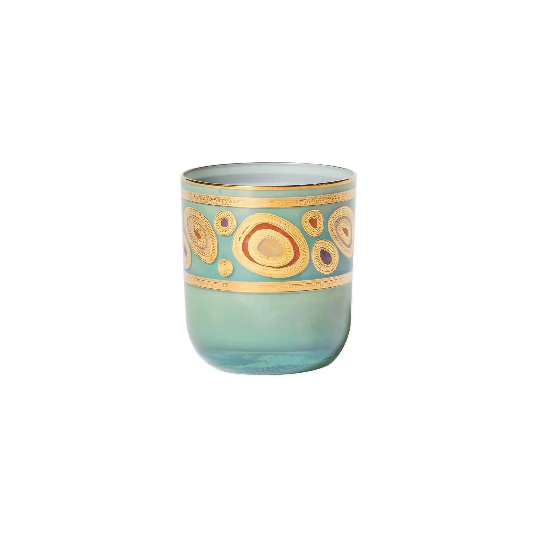 Vietri Regalia Double Old Fashioned Glass in Aqua