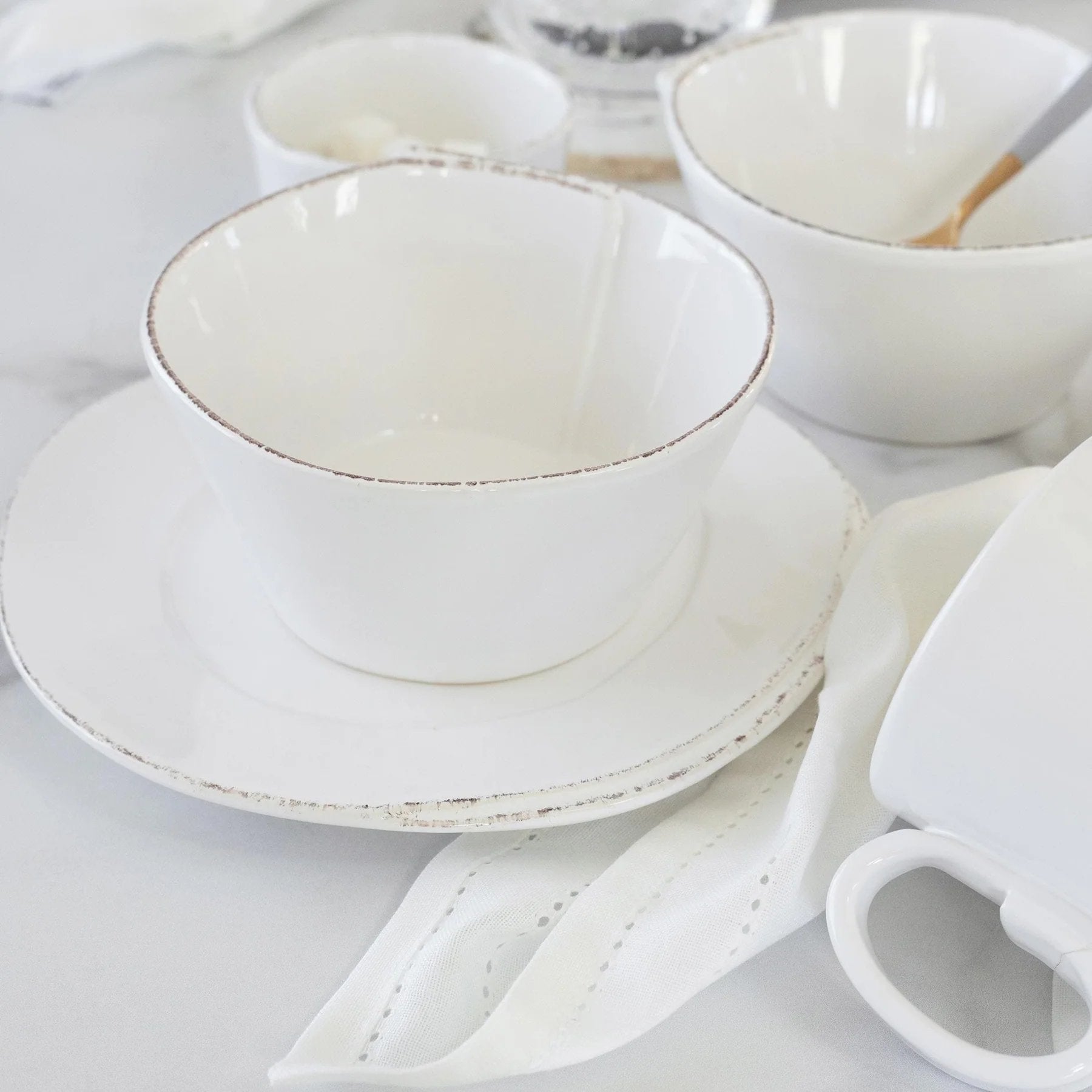 Vietri White Lastra Stacking Cereal Bowl