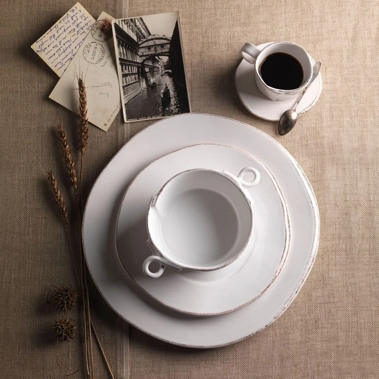An image of Vietri Lastra White Espresso Cup And Saucer