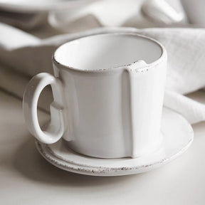 Vietri Lastra White Espresso Cup And Saucer