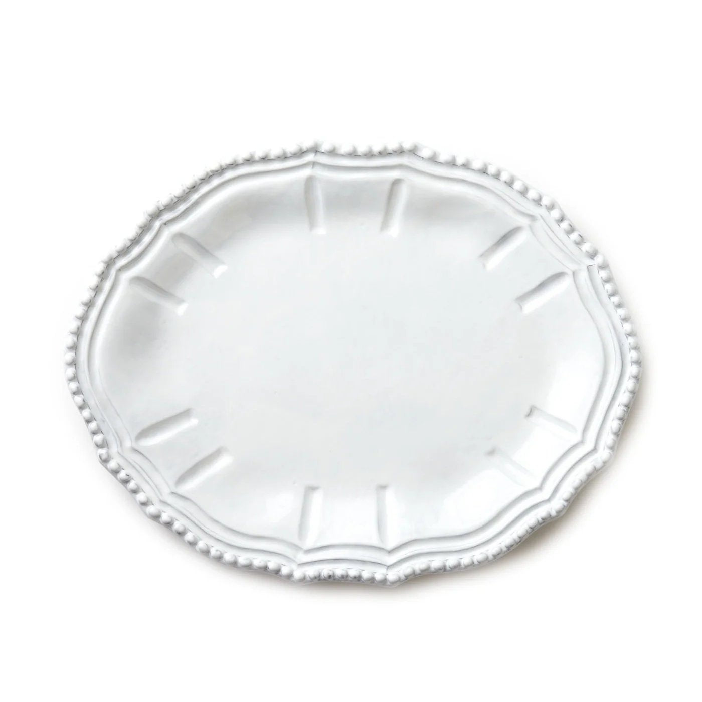An image of Vietri Incanto Stone White Baroque Small Oval Platter