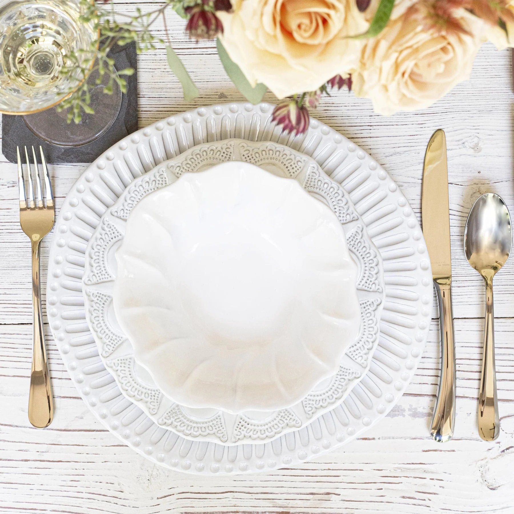An image of Vietri Incanto Stone Lace Salad Plate