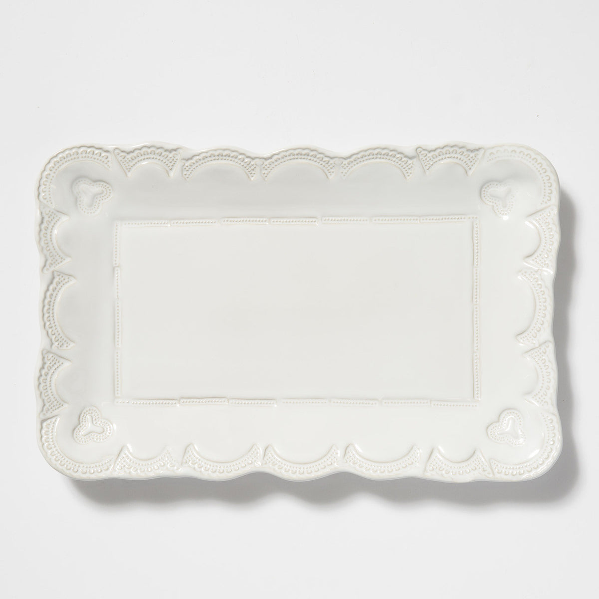 Vietri Incanto Stone White Lace Small Rectangular Platter