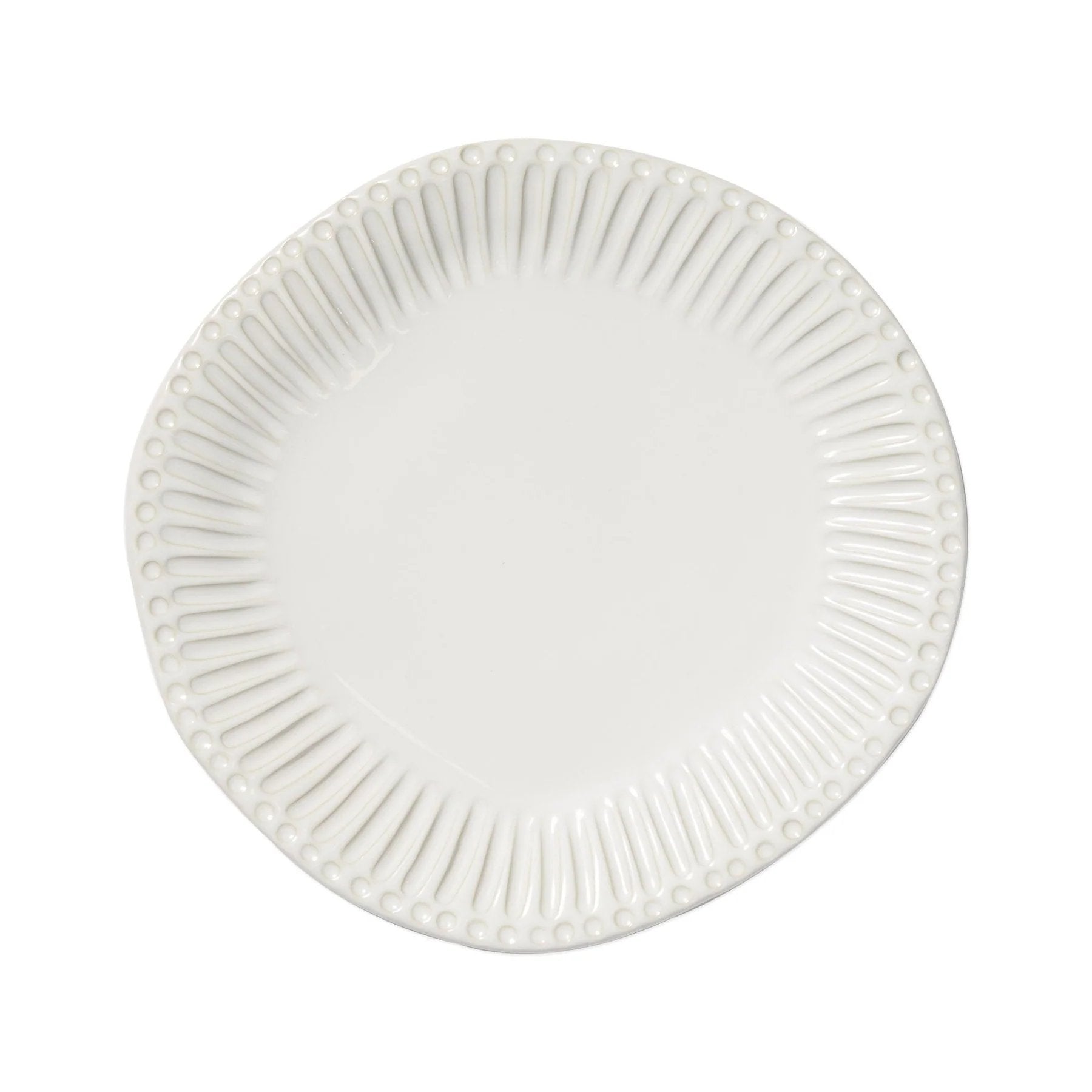 An image of Vietri Incanto Stone Stripe Dinner Plate - White
