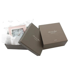 Addison Ross Enamel Chiffon with Silver Trim Alarm Clock and gift box