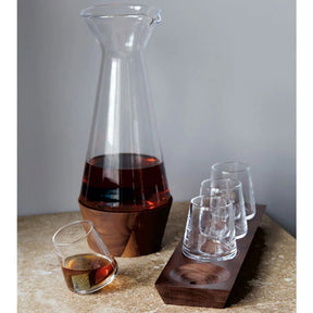 Simon Pearce Ludlow Whiskey Glass Set with Wood Base