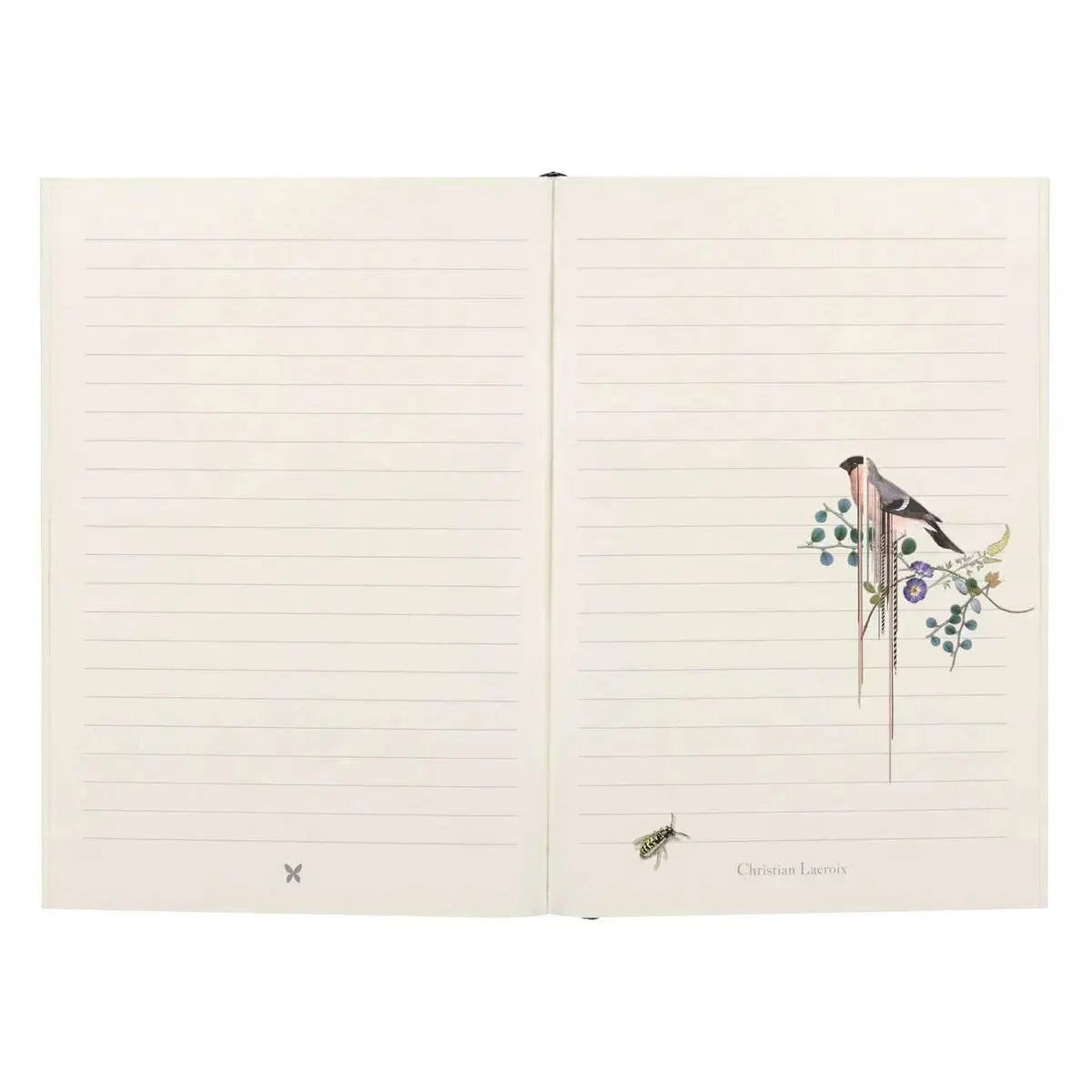 Hachette Christian Lacroix Idylle en vol A5 Notebook with ivory ruled pages and colored bird on a floral branch design
