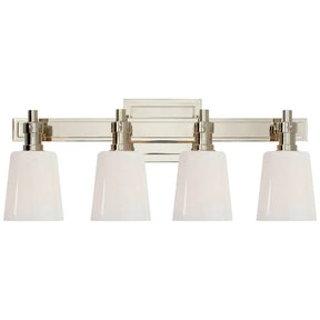Visual Comfort Bryant Four-Light Bath Sconce in Polished Nickel, White