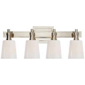 Visual Comfort Thomas O'Brien Bryant Four-Light Sconce in Polished Nickel with White Glass