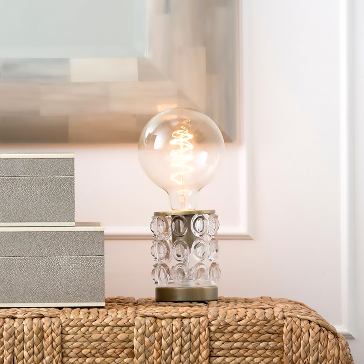 Made Goods Beroe Bookcase Light - Clear Bubbled Glass - Set of 2 with Bulb