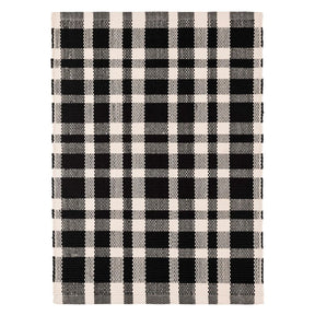Dash & Albert Tattersall Black/Ecru Cotton Woven Rug - 2 x 3'
