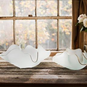 Annieglass Anemone small frosted with gold trim