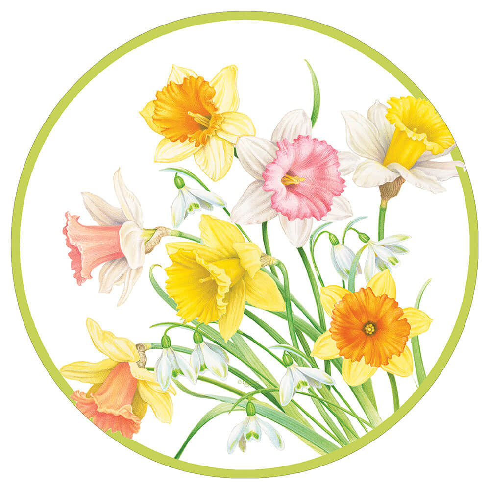 Caspari Daffodil Waltz Round Dinner Plate