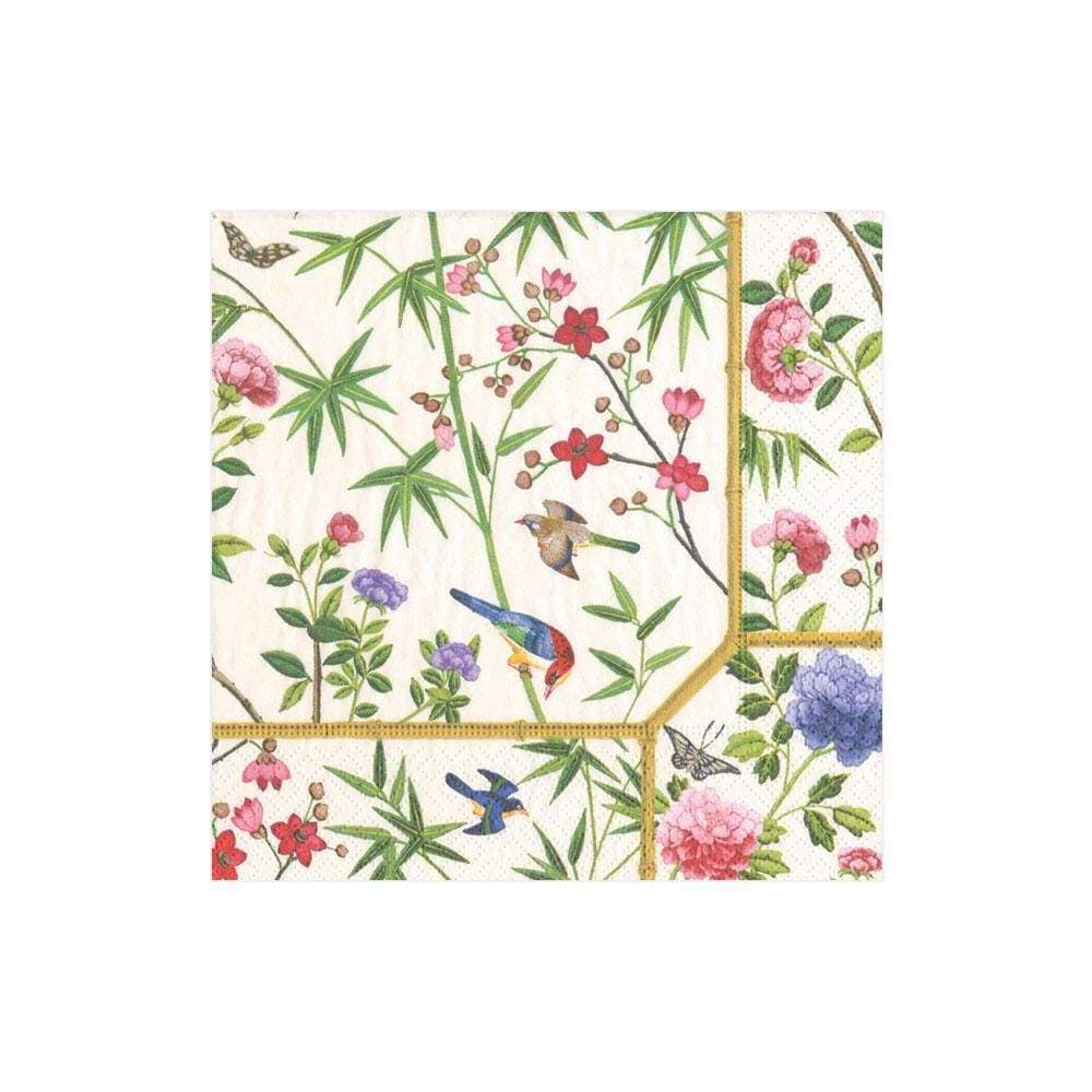 An image of Caspari Cream Chinese Wall Cocktail Napkins
