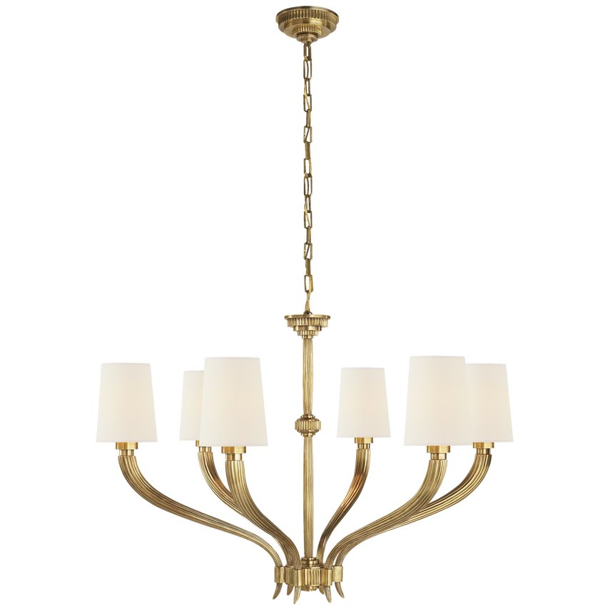 An image of Visual Comfort E.F. Chapman Ruhlmann Large Chandelier - Antique Brass