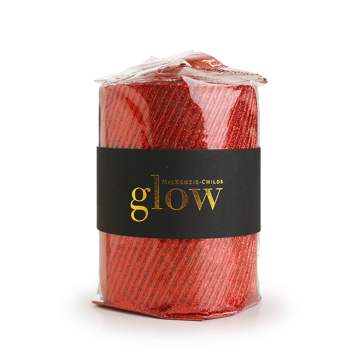 An image of Mackenzie Childs Glow Shimmer Pillar - Red