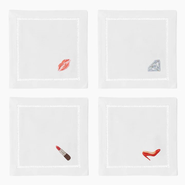 An image of Henry Handwork Diva Cocktail Napkins - Set of 4