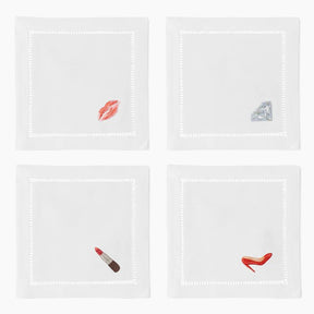 Henry Handwork Diva Cocktail Napkins - Set of 4
