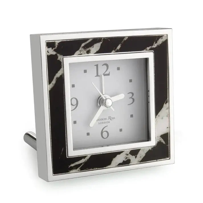 Addison Ross Black Marble Alarm Clock