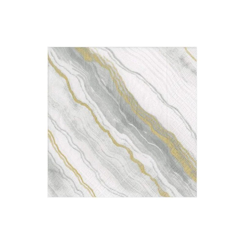 An image of Caspari Marble Grey Cocktail Napkins