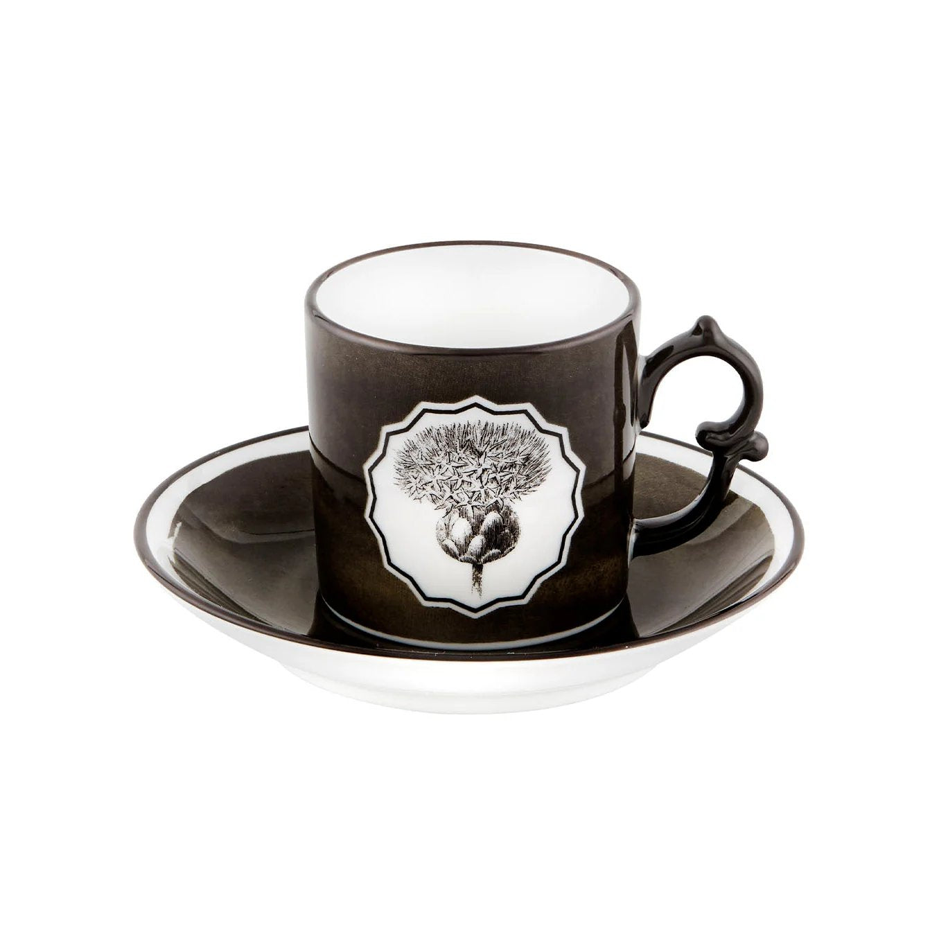 An image of Vista Alegre Christian Lacroix Herbariae Black Coffee Cup & Saucer