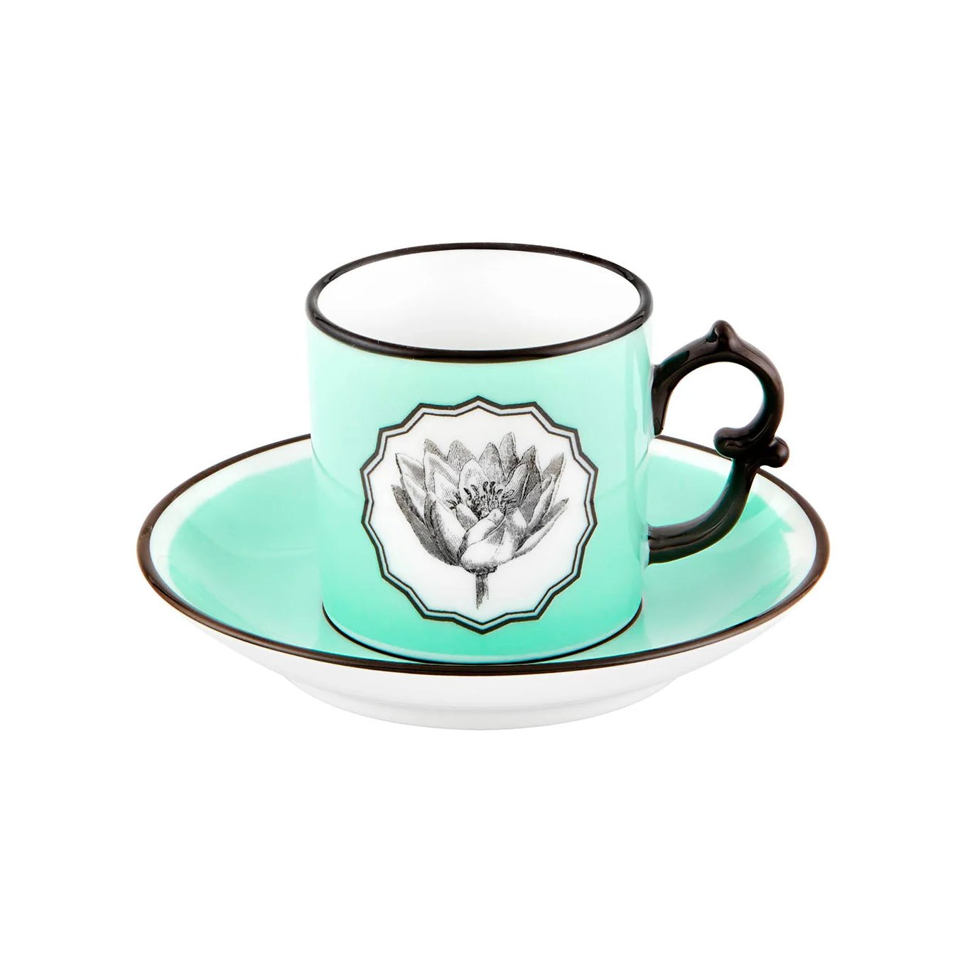 An image of Vista Alegre Christian Lacroix Herbariae Green Coffee Cup & Saucer