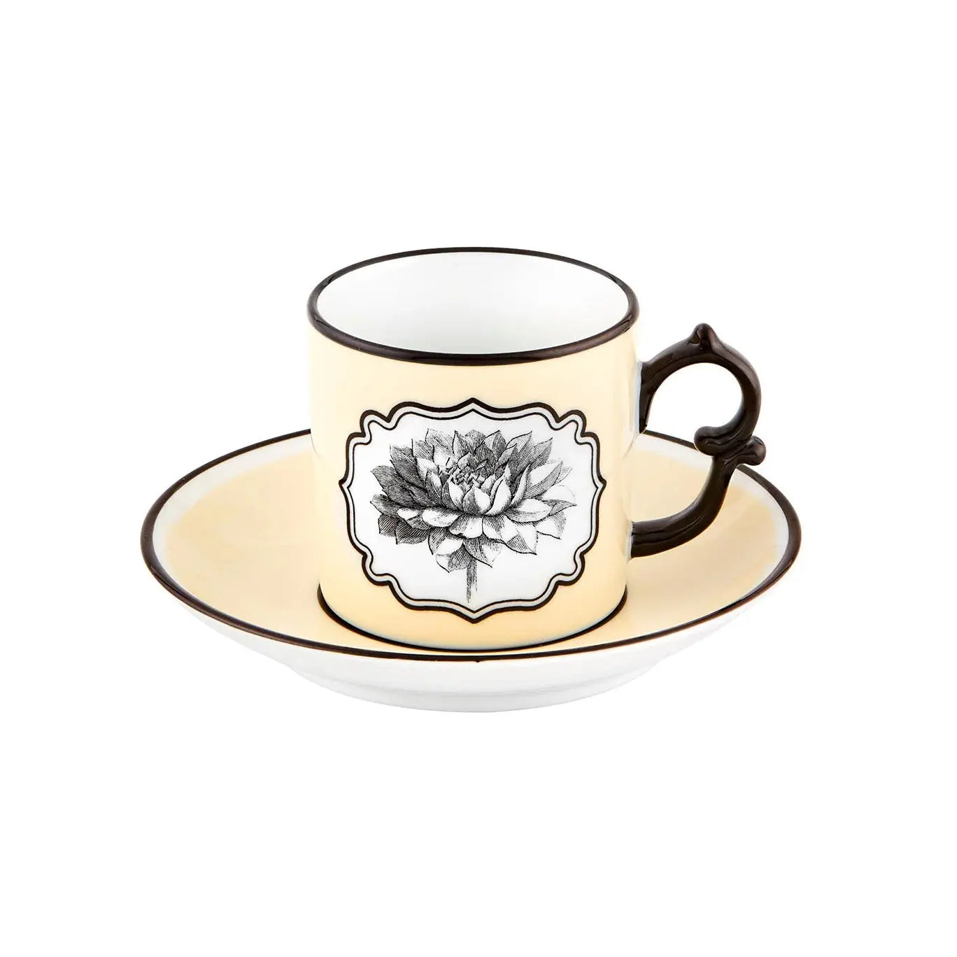 An image of Vista Alegre Christian Lacroix Herbariae Yellow Coffee Cup & Saucer