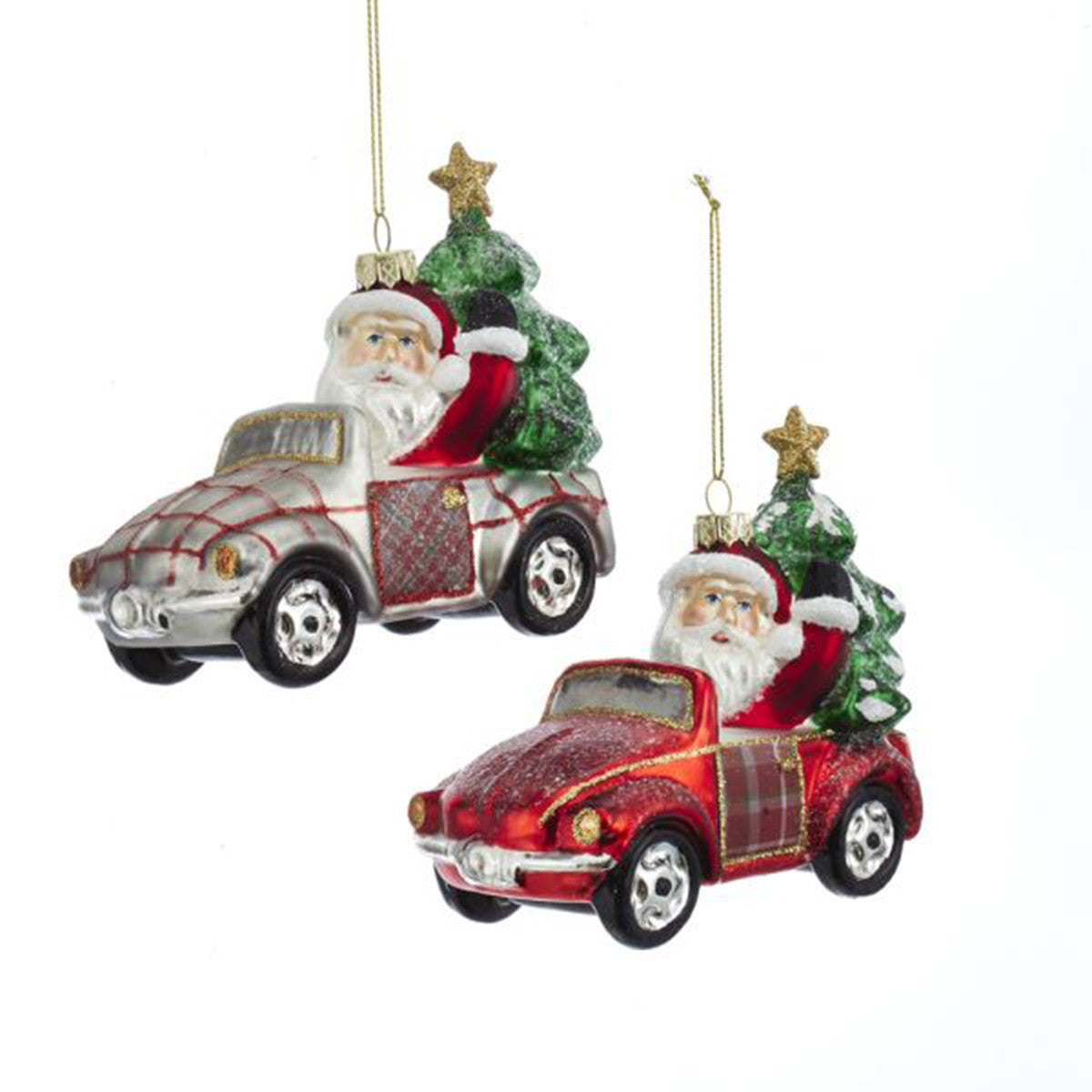 An image of Kurt Adler Santa with Car Ornament