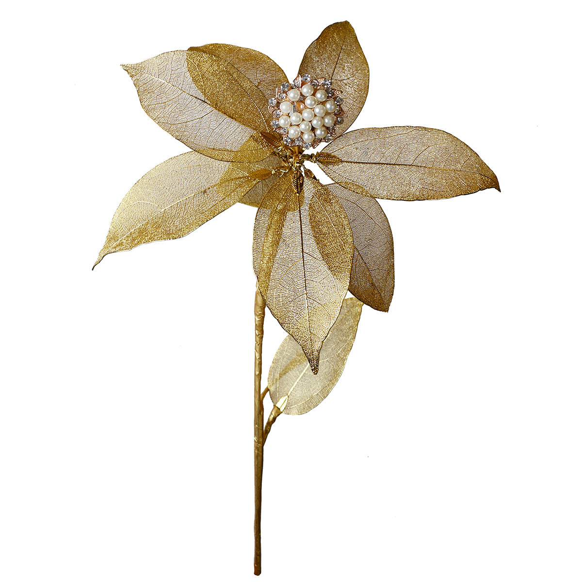 An image of Katherine's Gold Leaf Metal Poinsettia