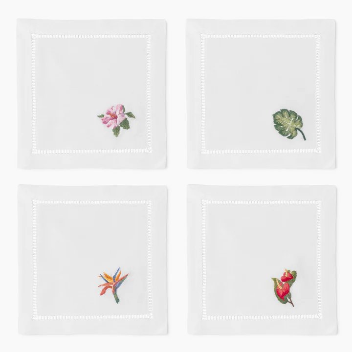 An image of Henry Handwork Tropical Cocktail Napkins - Set of 4