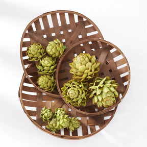 K&K Interiors Small and Medium Green Artichoke in weaved baskets