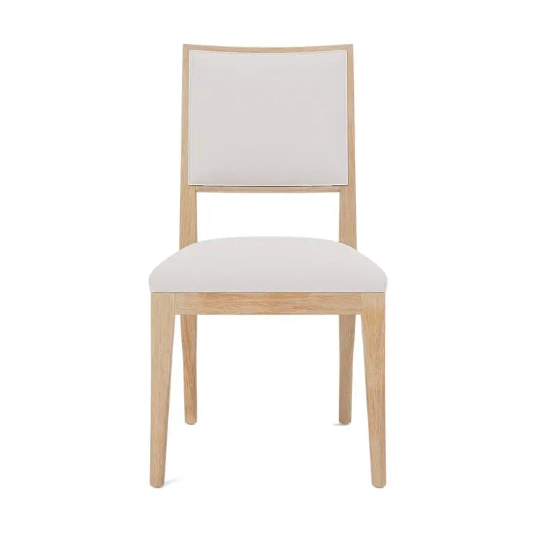 Made Goods Nelton Dining Chair in Alsek Stone Fabric and Glossy White Wood Finish