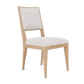 Made Goods Nelton Dining Chair in Alsek Stone Fabric and Glossy White Wood Finish