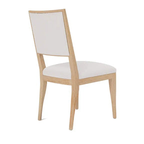 Made Goods Nelton Dining Chair in Alsek Stone Fabric and Glossy White Wood Finish