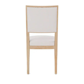 Made Goods Nelton Dining Chair in Alsek Stone Fabric and Glossy White Wood Finish