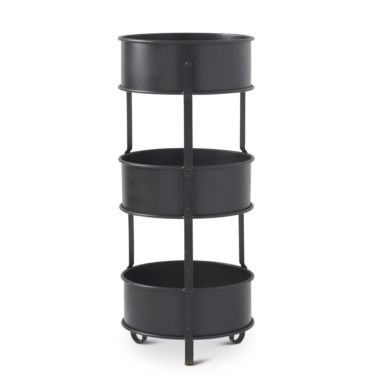 K & K Black Metal 3 Tiered Round Display Stand