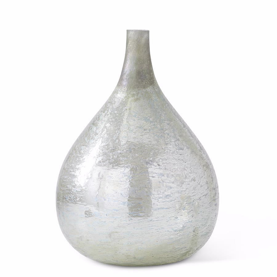 K & K 10" Antique Light Green Matte Glass Long Neck Vase