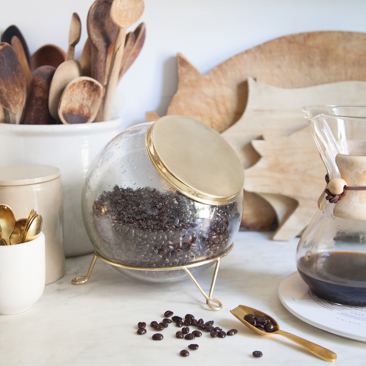 Sir/Madame Scullery Jar - Seaded Glass & Brass