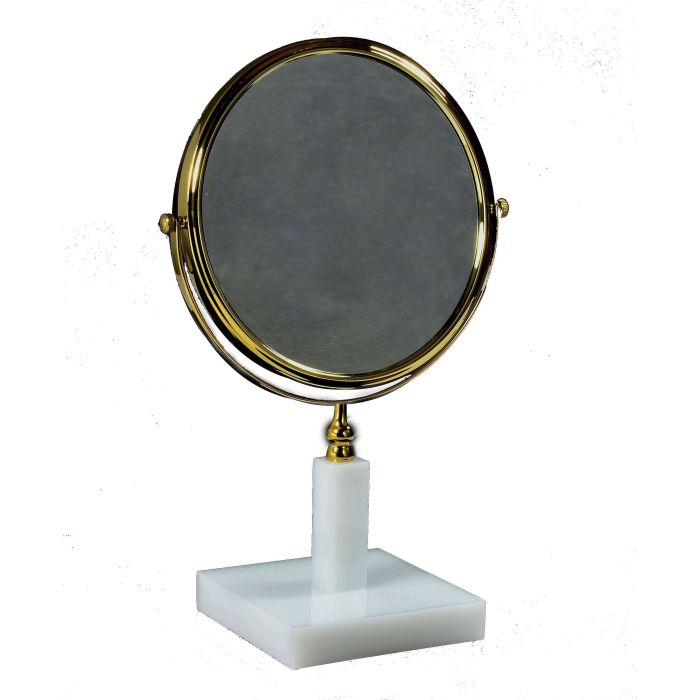 An image of Mike and Ally White Ice 3x Magnifying Mirror - Gold