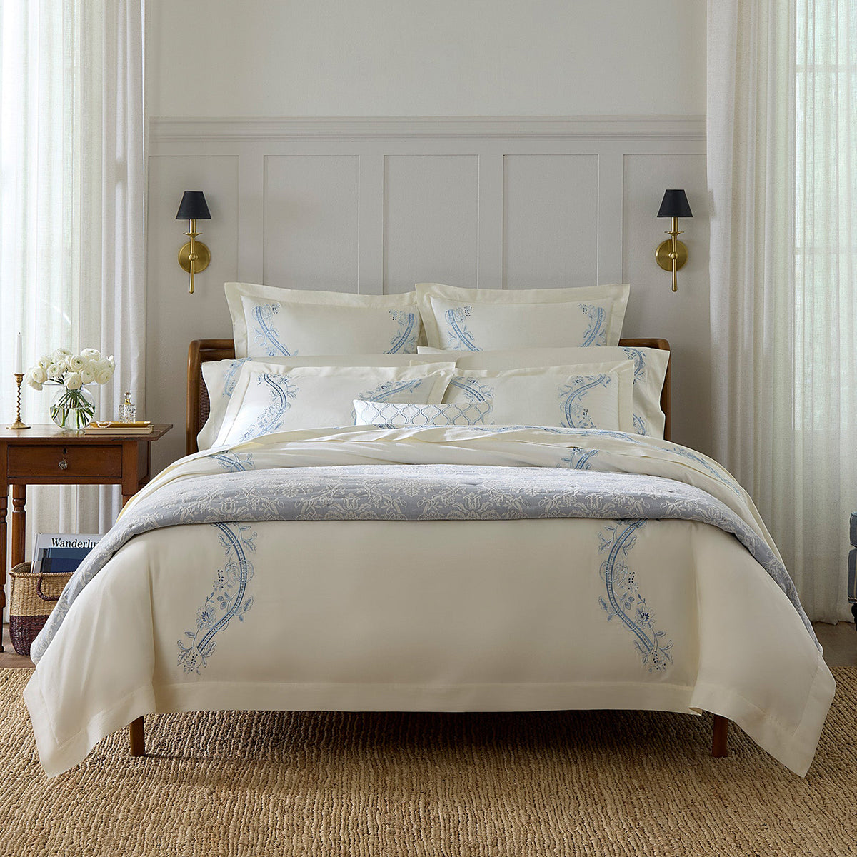 An image of Sferra Isabella Embroidered Duvet Cover