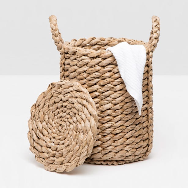 An image of Pigeon and Poodle Royan Round Hamper - Woven Seagrass