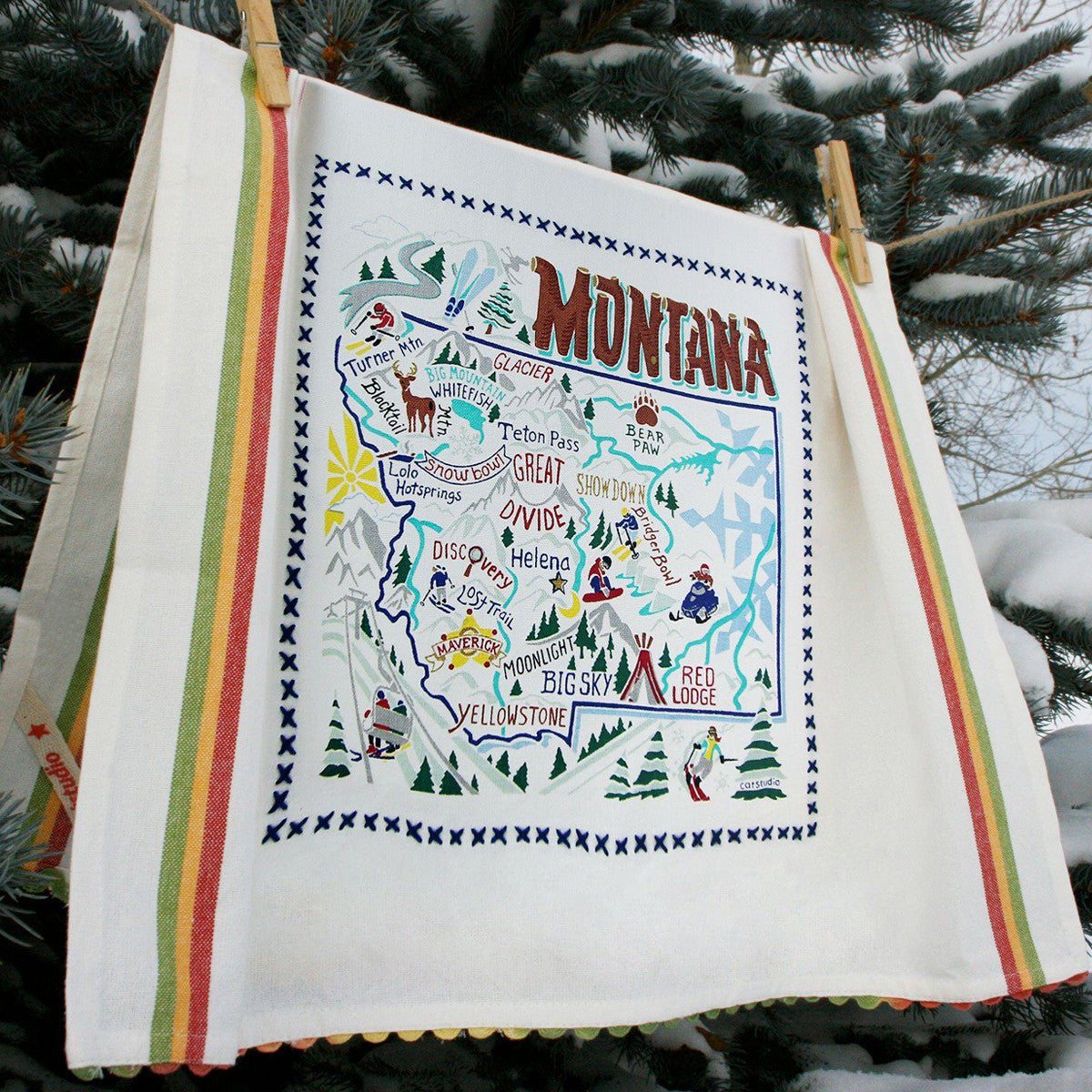 An image of Catstudio Ski Montana Dish Towel