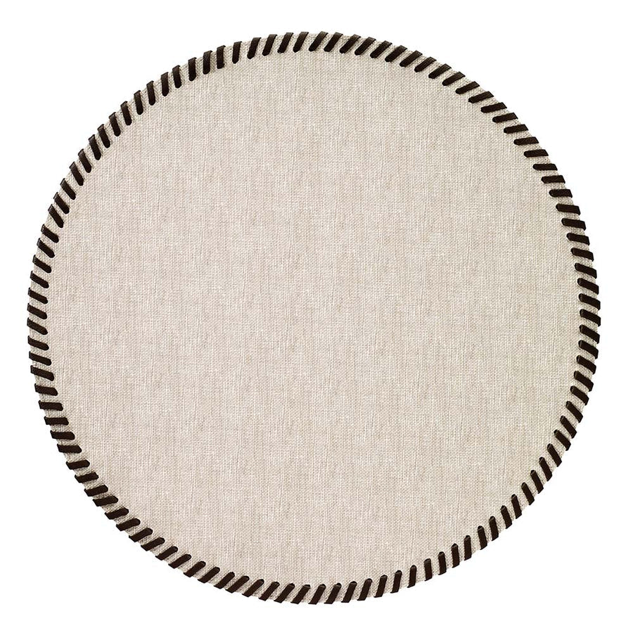 An image of Bodrum Whipstitch 15in Round Placemat - Beige (Set of 4)