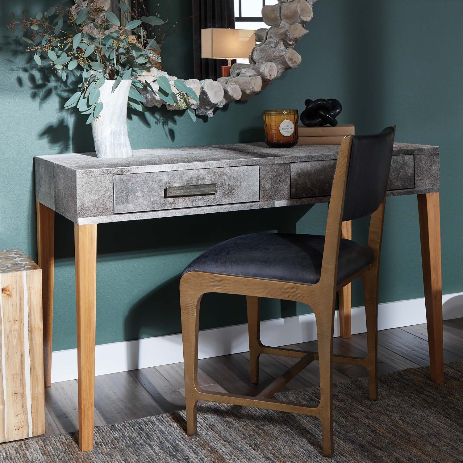 An image of Made Goods Keaton Hair-on-Hide Desk