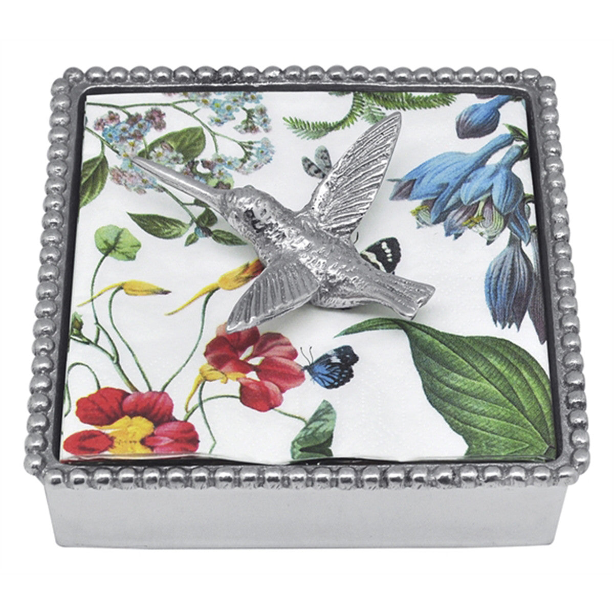 An image of Mariposa Hummingbird Beaded Napkin Box