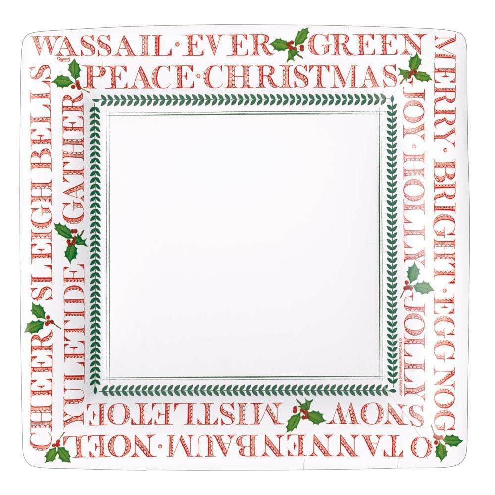 An image of Caspari Yuletide Cheer Square Dinner Plates