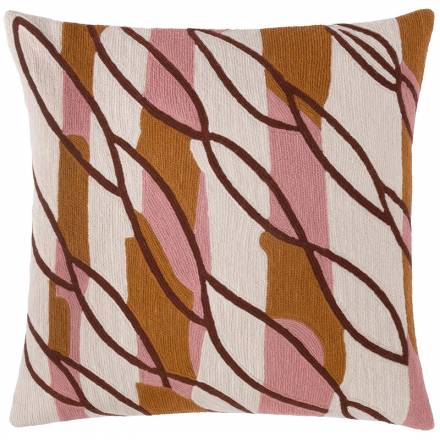 An image of Judy Ross Passage Lumbar Embroidered Pillow - Oyster